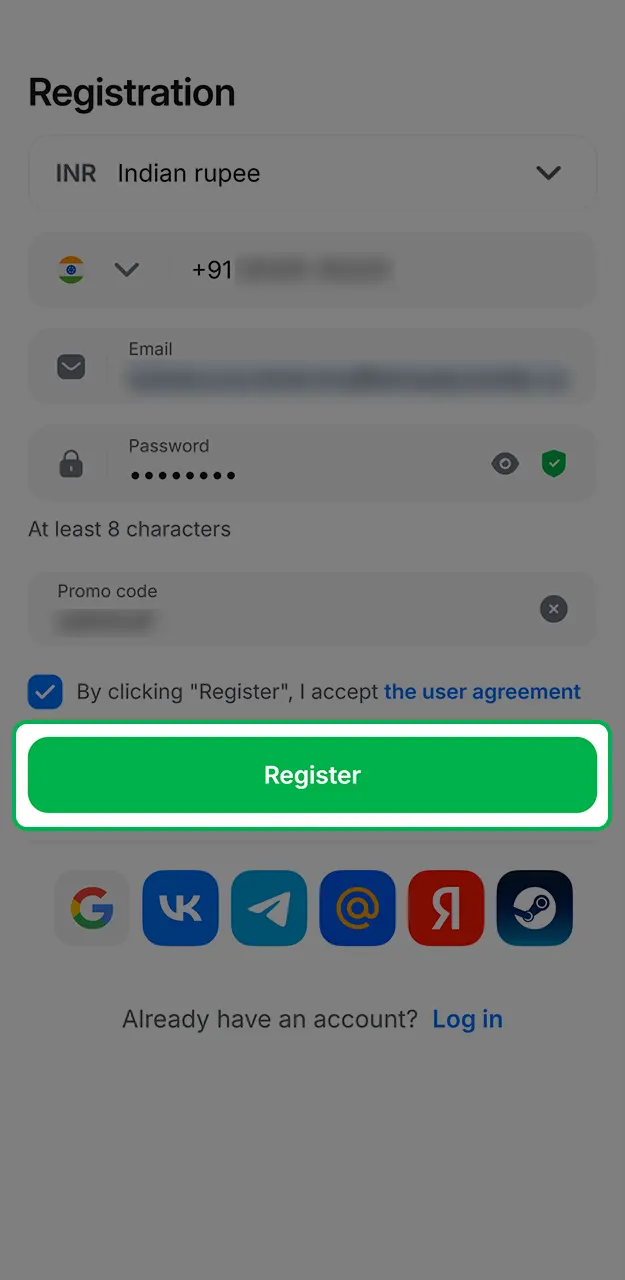 Log in after your 1Win registration and enjoy top casino games.