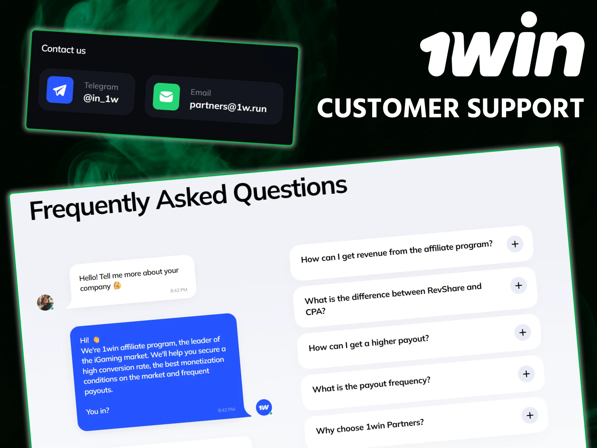 Contact the 1win affiliate program support if you have any issues.