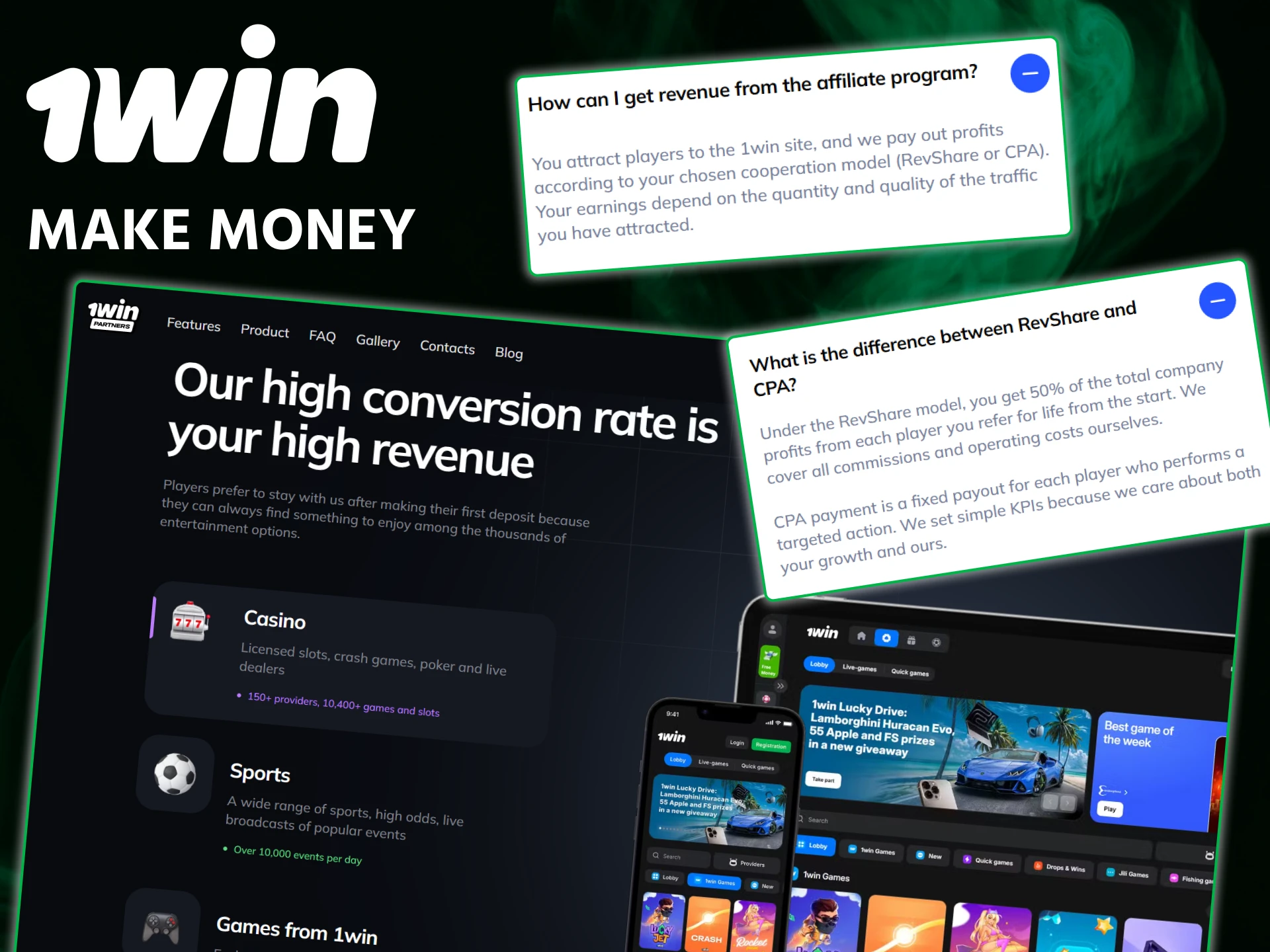 Learn how to make money with 1win affiliate program through competitive CPA and RevShare models.