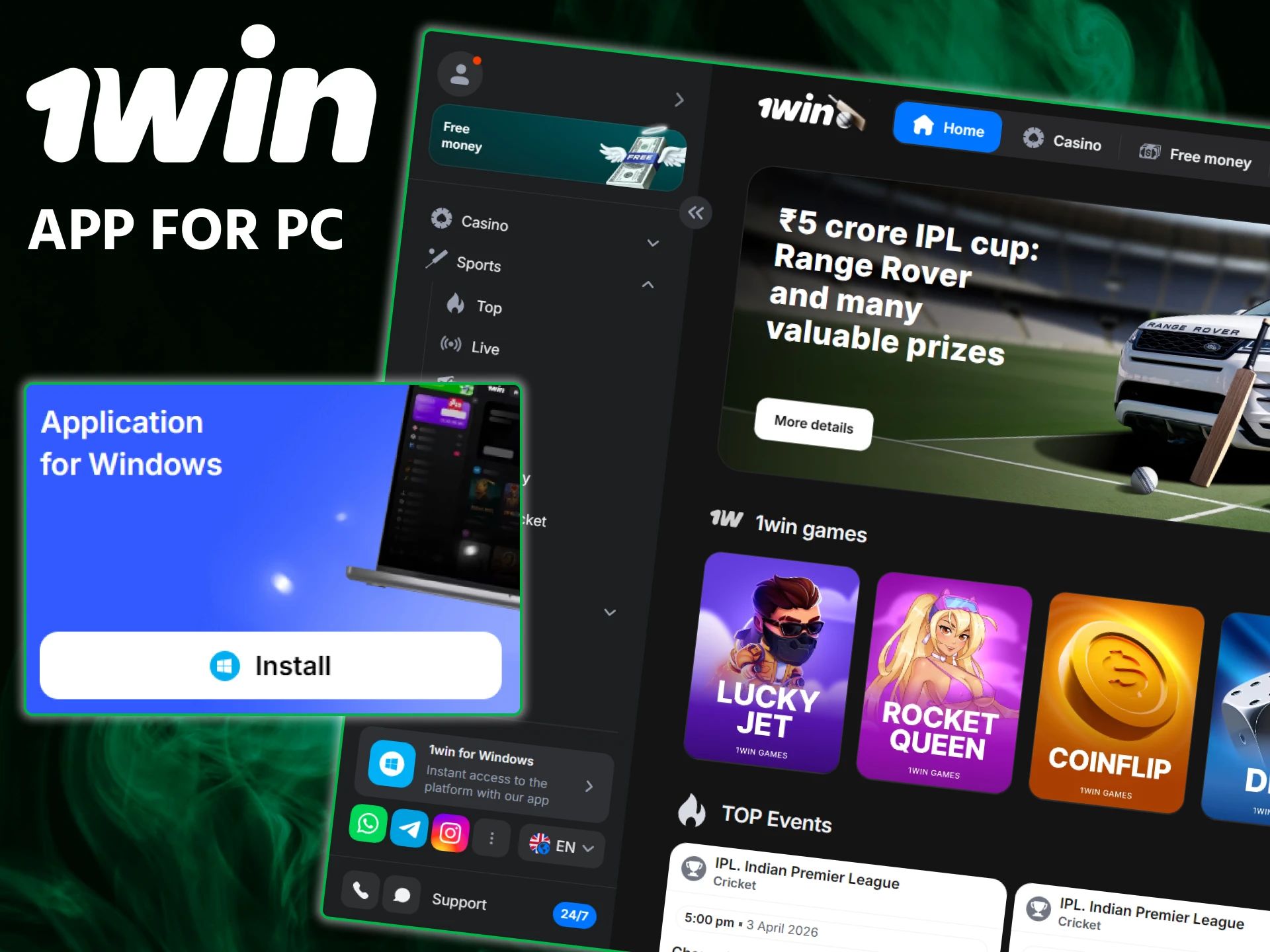 Follow the guide to download 1win app for PC and enjoy big-screen gaming.
