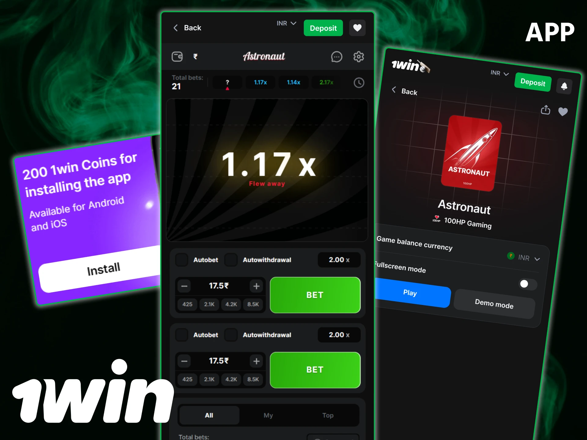 Get the 1win app for Android and iOS for Astronaut gaming on the go.