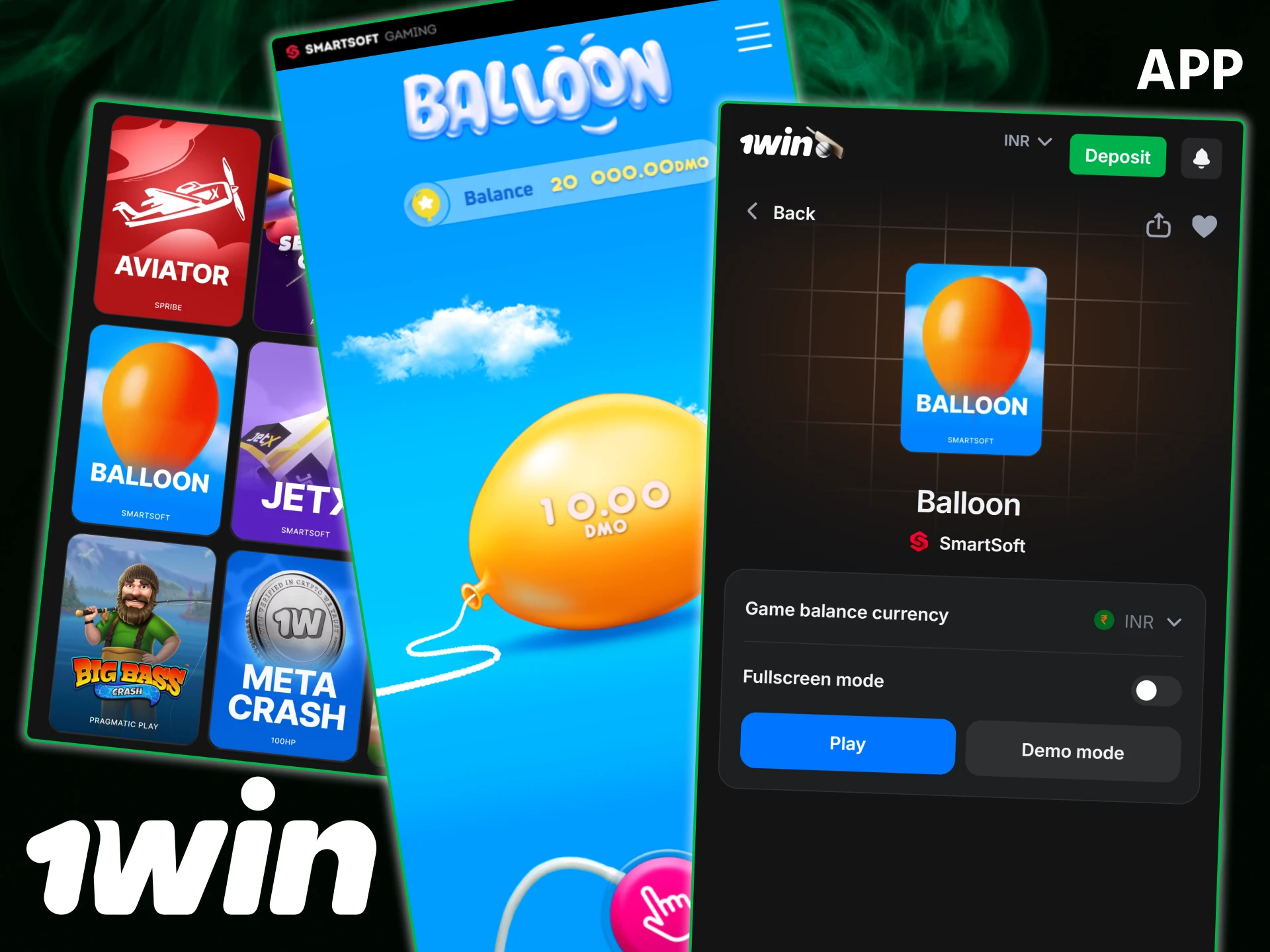 Enjoy playing Balloon on the 1win mobile app for gambling anywhere, anytime.