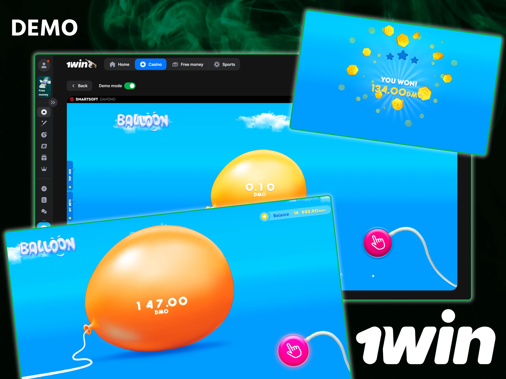 Practice with the Balloon demo mode on 1win to play without financial risk.