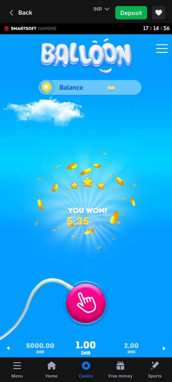 Cash out your Balloon winnings from 1win.