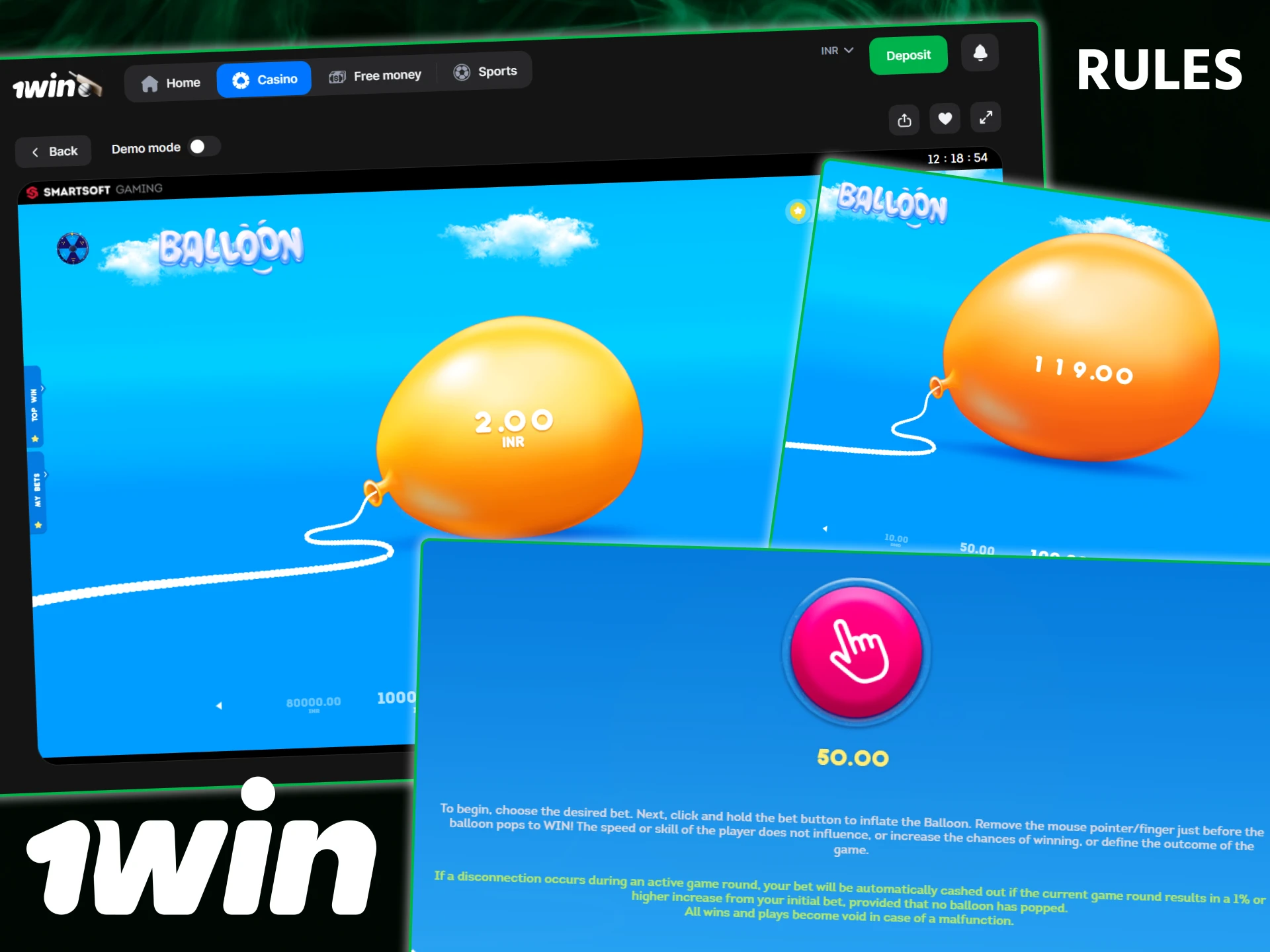 Study the official 1win Balloon game rules to understand the inflating multiplier.