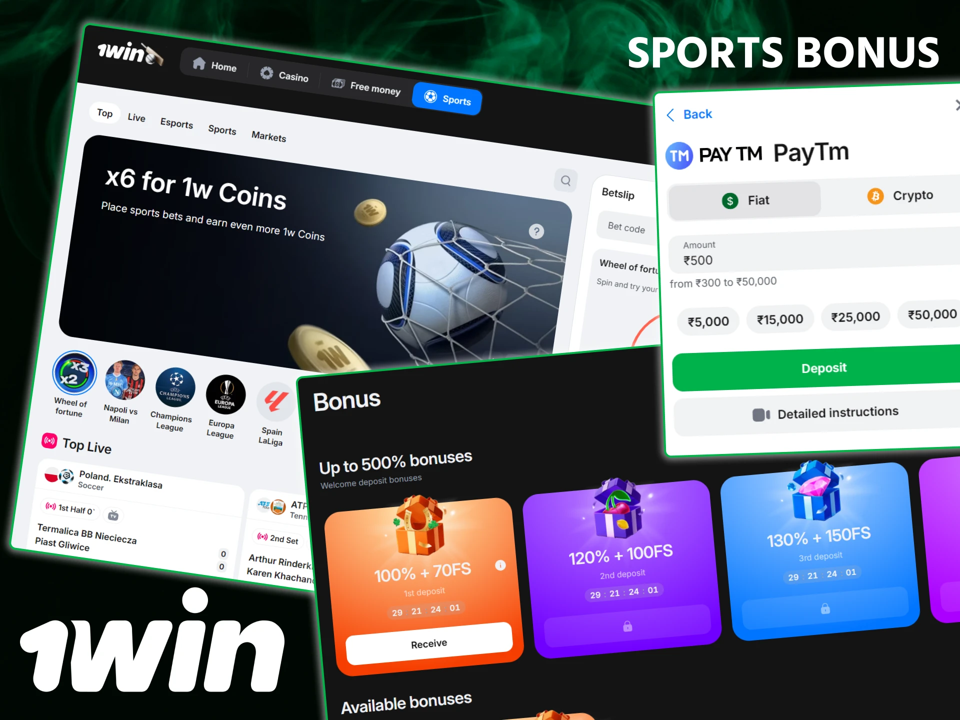 Follow the official guide on how to get the sports bonus at 1win.
