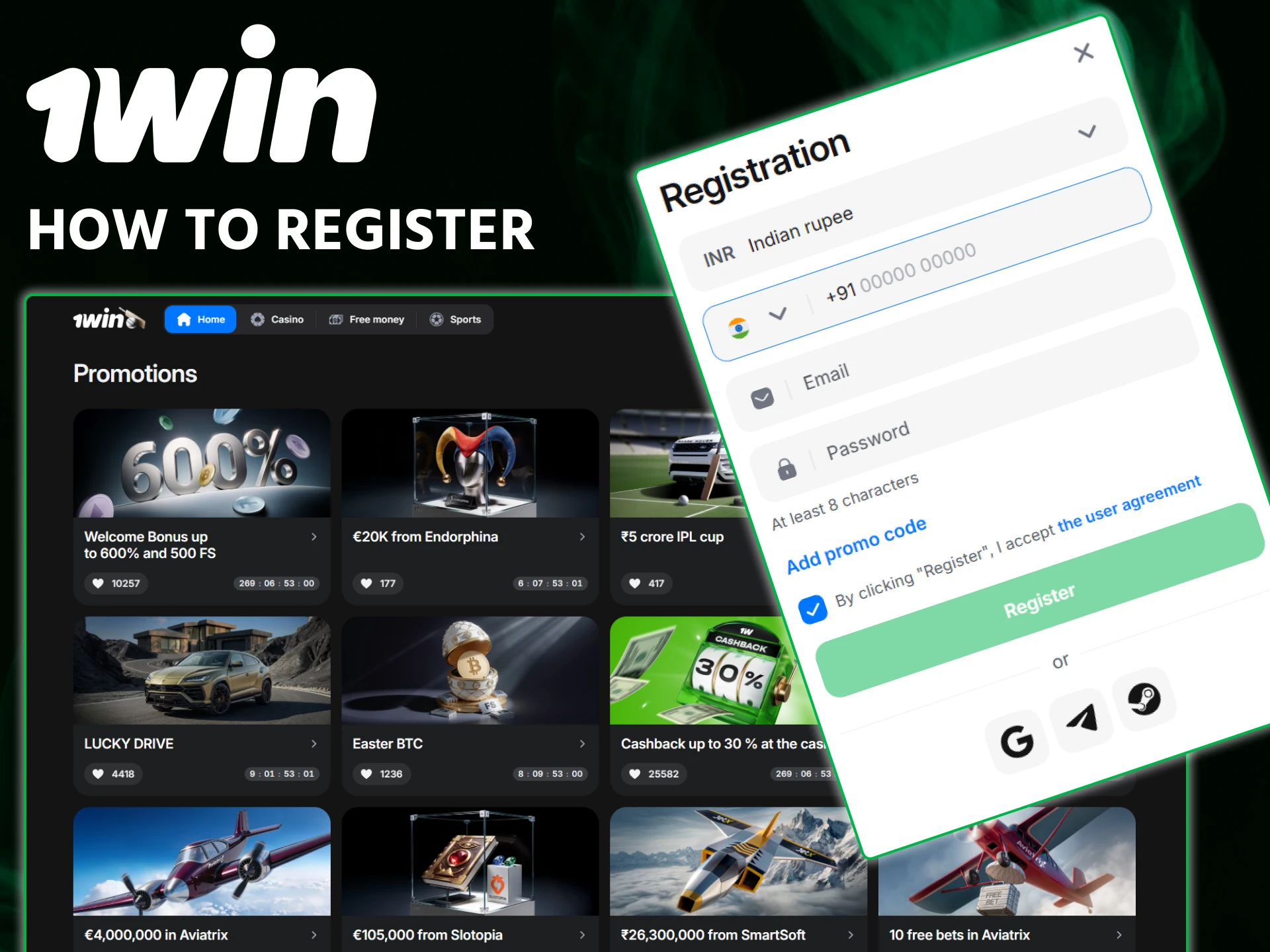 Learn how to register at 1win and get a bonus in just a few clicks.