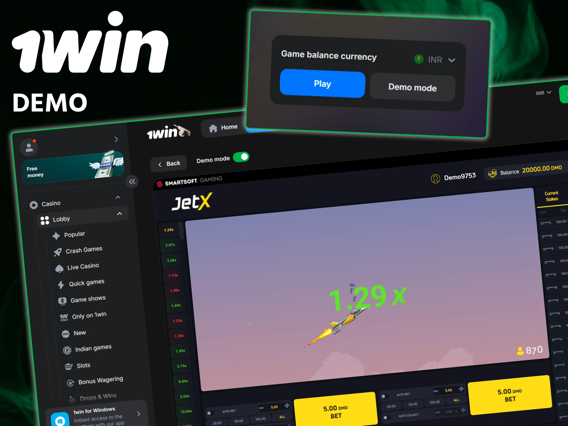 Try the 1win JetX demo to practice your strategy without spending real money.
