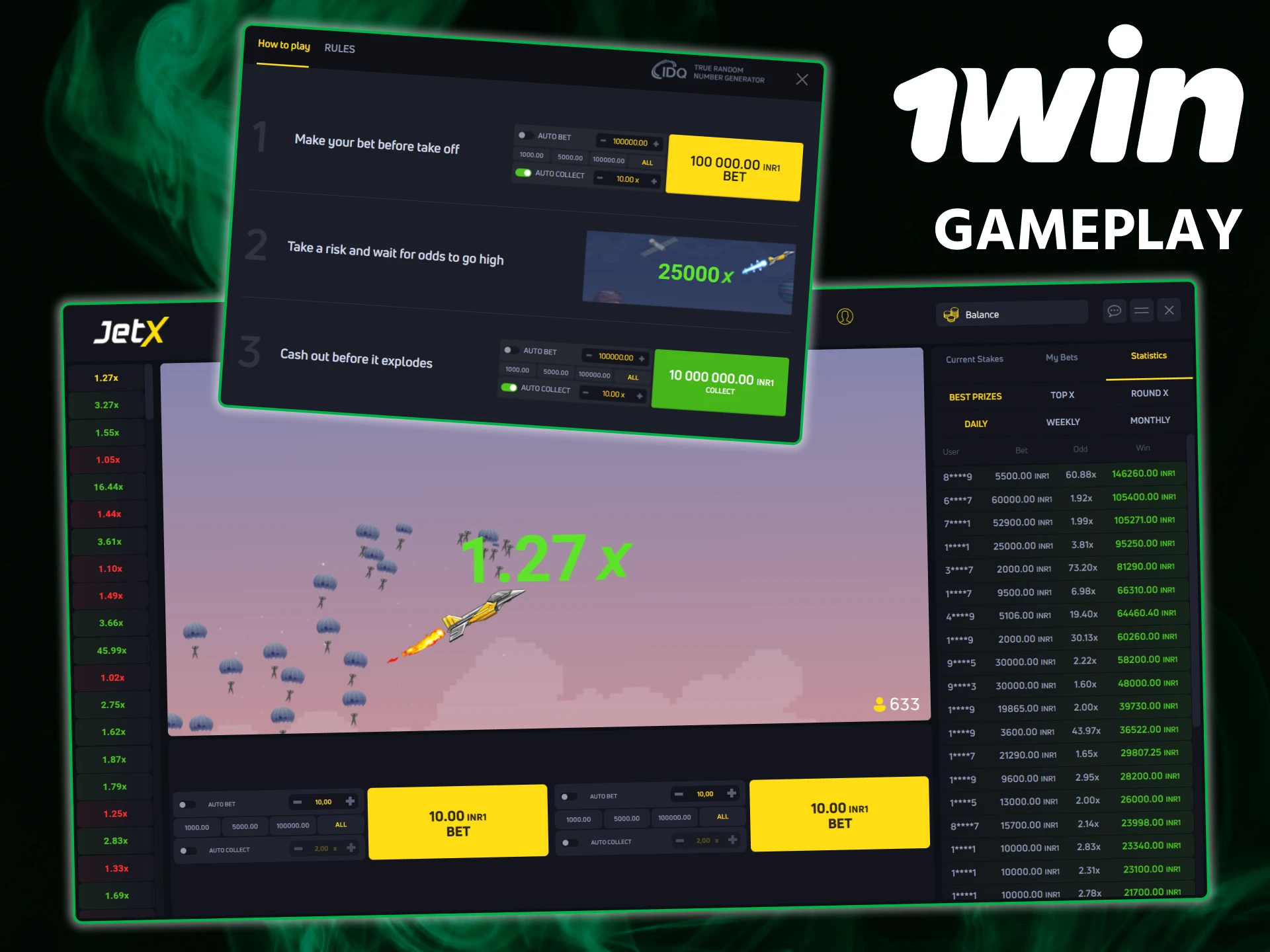 Master the 1win JetX gameplay to understand when to jump before the explosion.