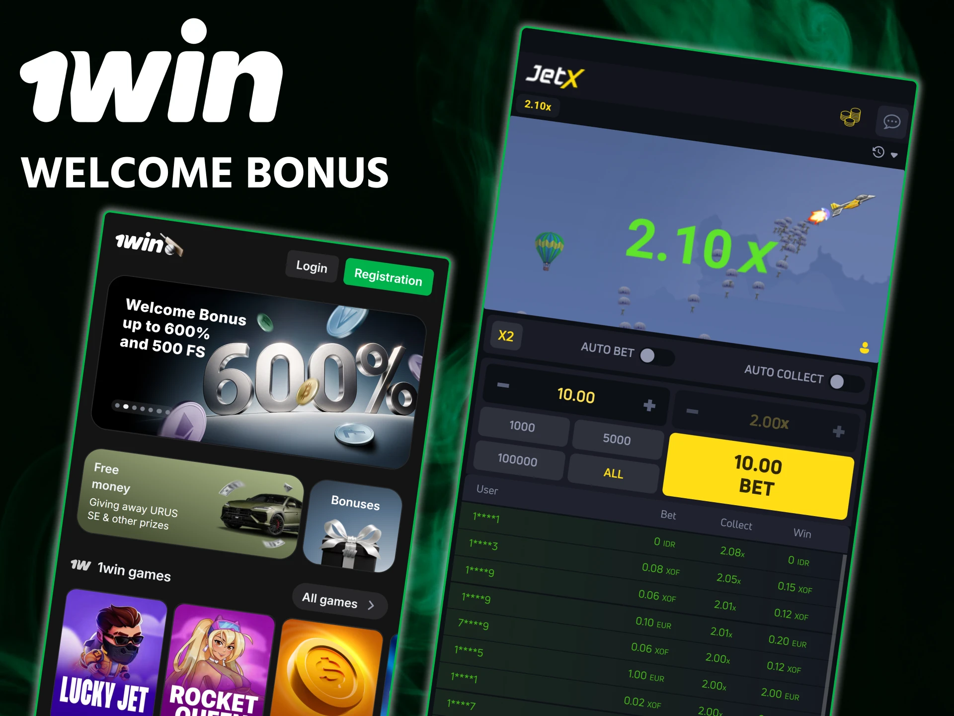 Claim your 1win welcome bonus to extend your flight time in the JetX game.