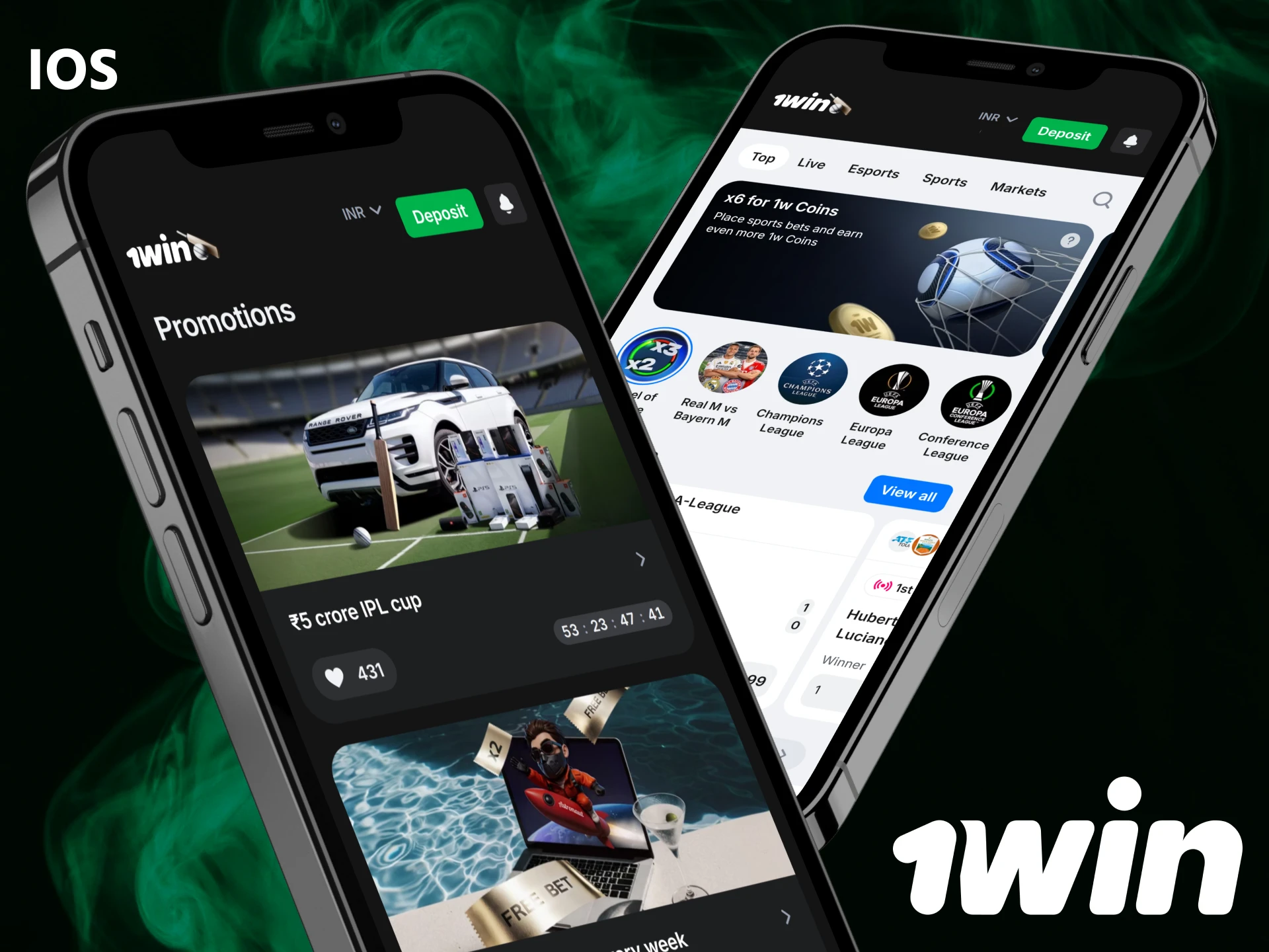 Install the official iOS version of the 1win app on your iPhone or iPad.