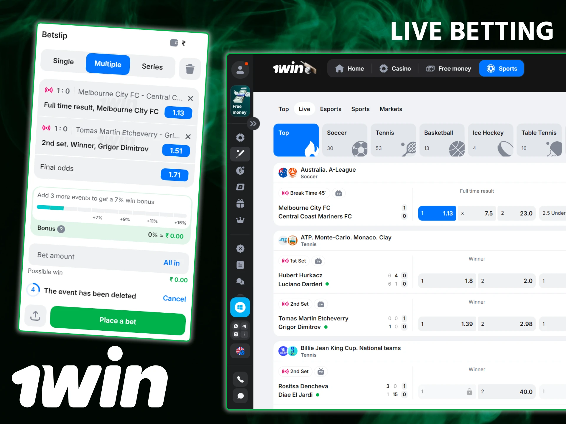 Experience the thrill of live betting at 1win with real-time odds updates.