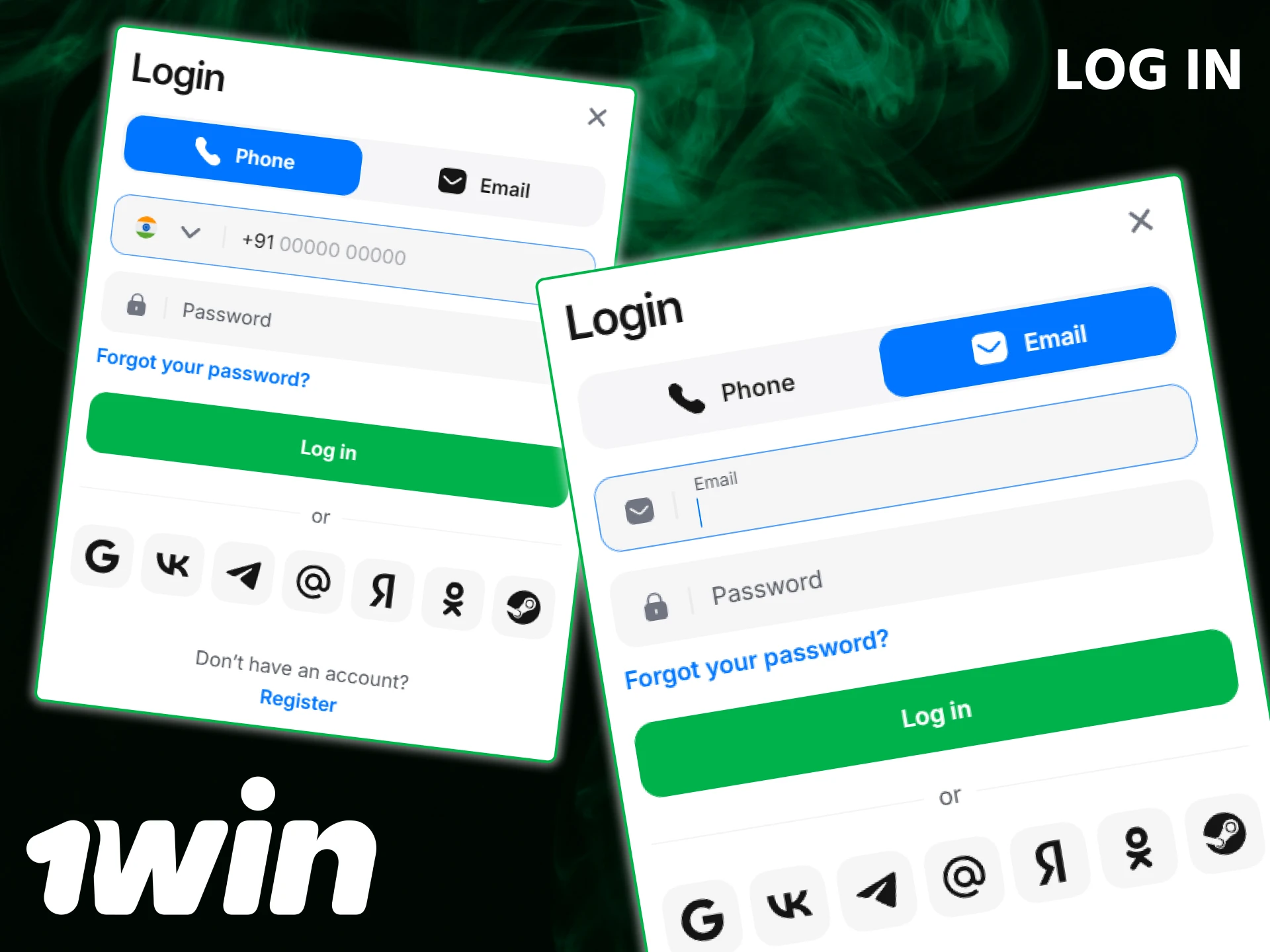 Use your credentials to safely log in at 1win and access the dashboard.