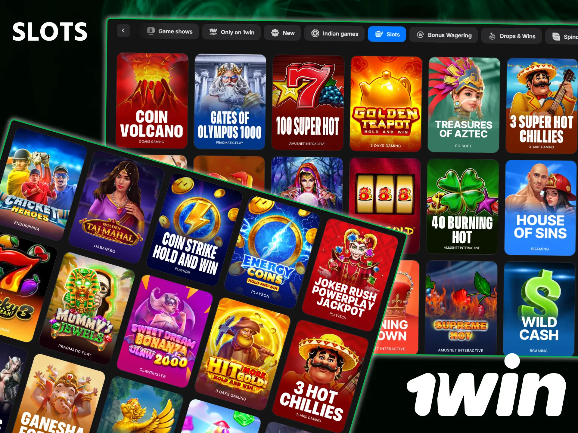 Spin the reels on the most popular Slots available at 1win casino.