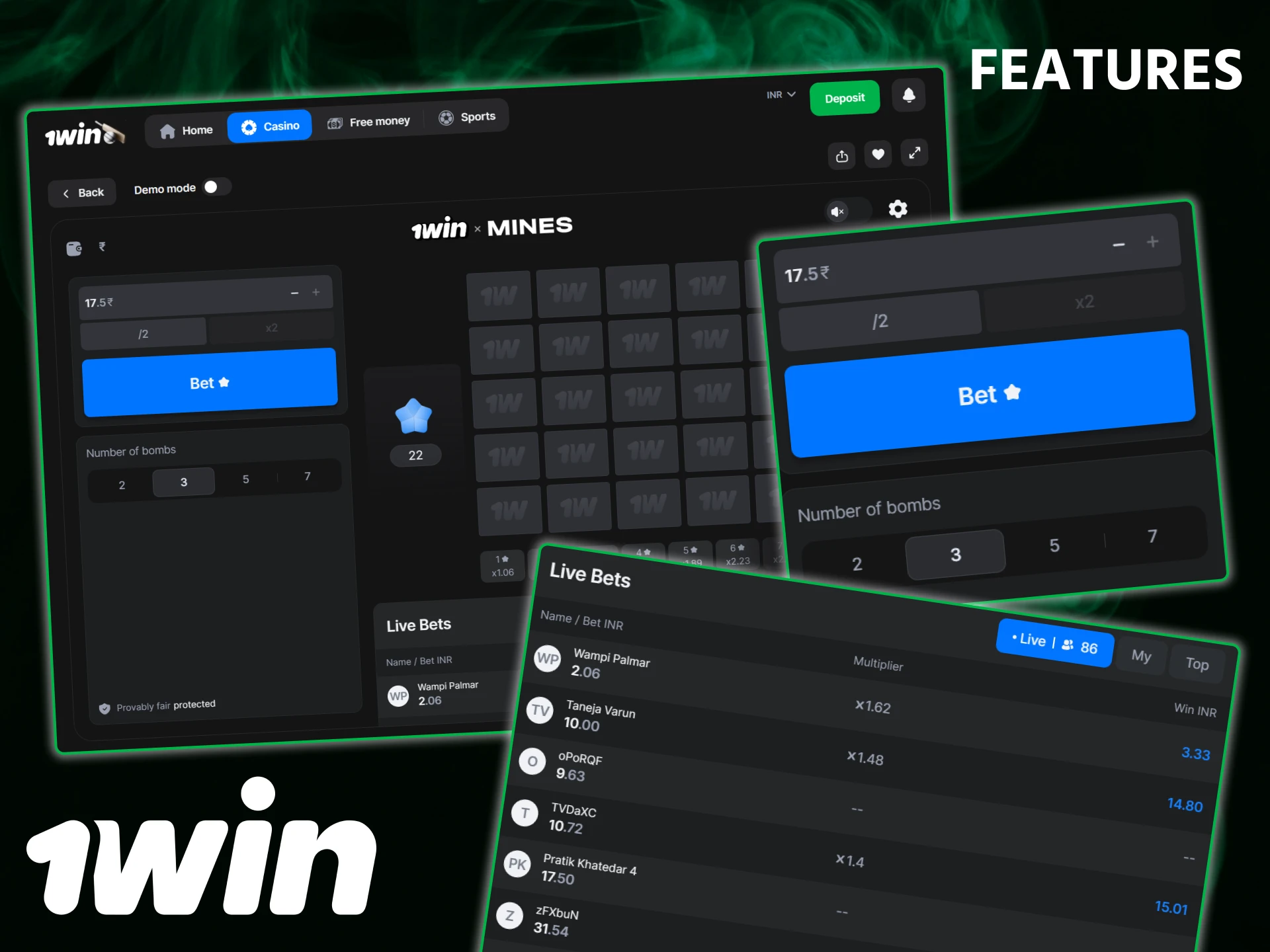 Discover the exciting features of 1win Mines and its customizable difficulty levels.