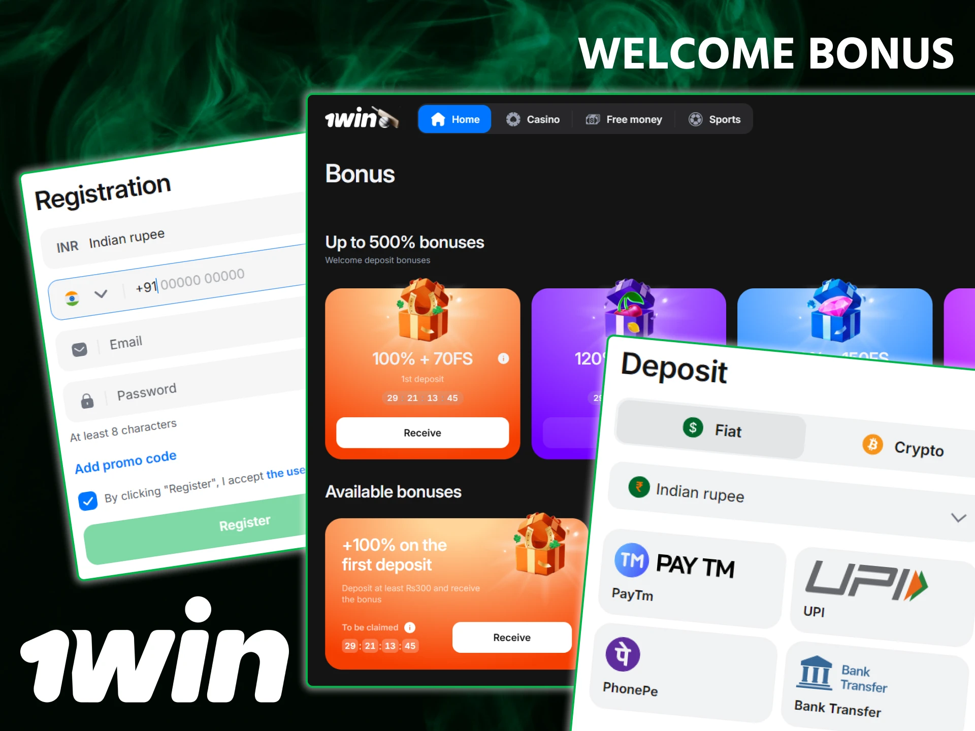 Make your first deposit at 1win to get a welcome bonus.