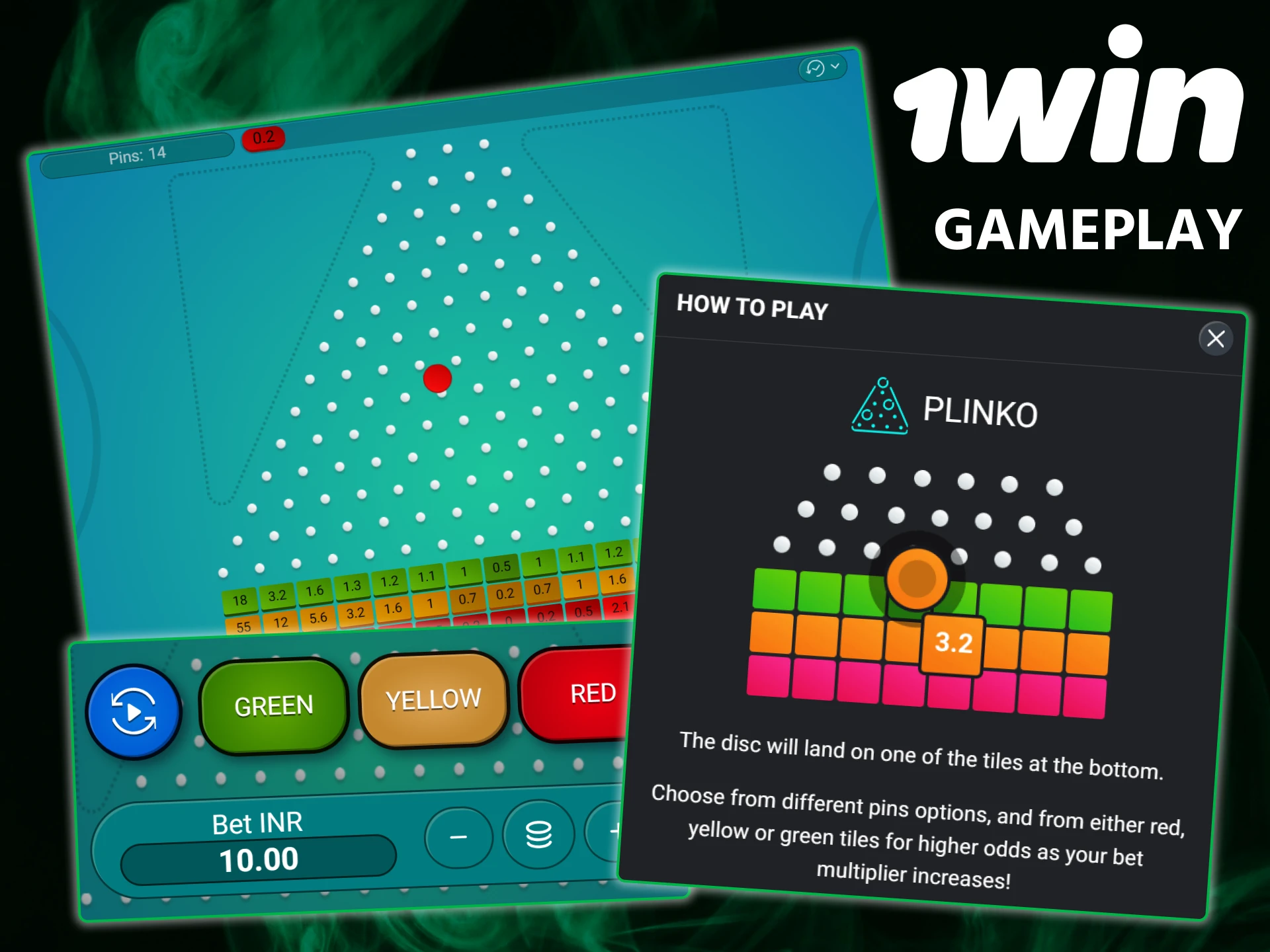 Master the 1win Plinko gameplay by choosing your preferred number of rows.