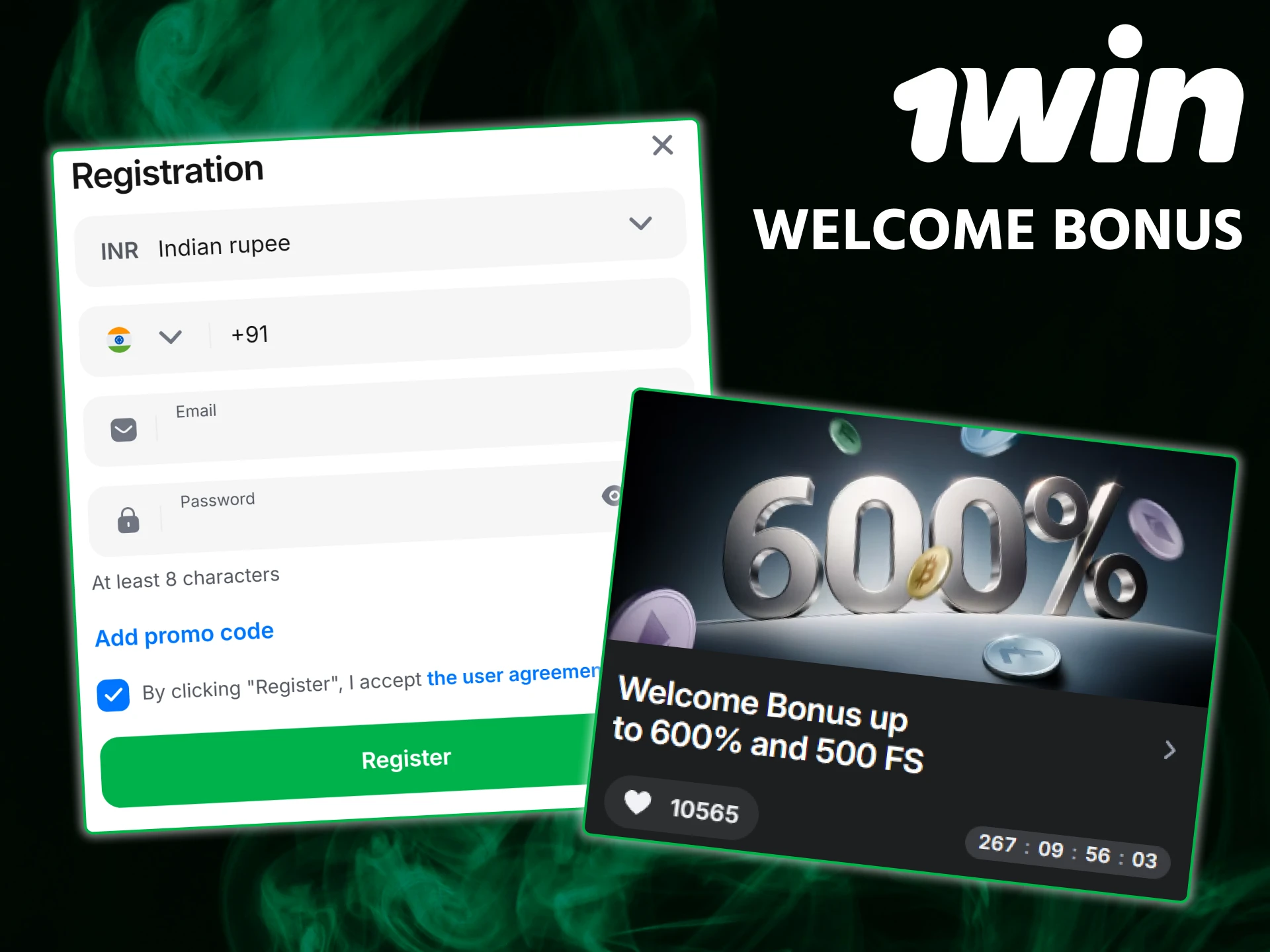 Learn how to get 1win welcome bonus after completing your sign-up.